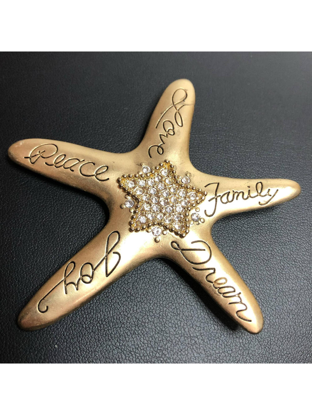 4514 Chico's 2017 Gold tone CZ Starfish brooch pin Pendant Love peace Joy Dream